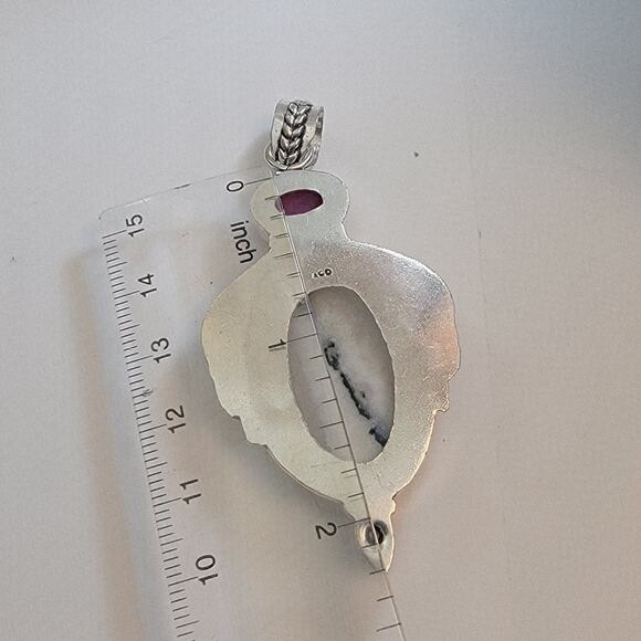 Necklace Pendants Dendritic Opal Ruby Amethyst Handmade Jewelry Sterling Silver - Picture 5 of 10